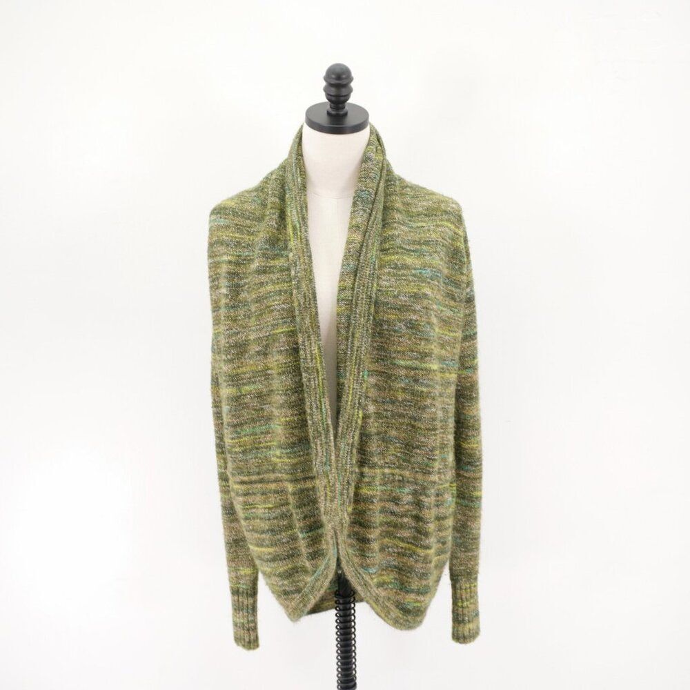 Columbia Knit Green Cardigan Sweater Fitted Sleeve Small Cotton Acrylic Polyeste